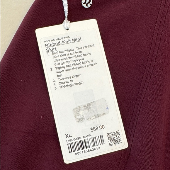 NWT! Lululemon Ribbed Knit Mini- Front Zip in Garnet, sz XL - Picture 5 of 10